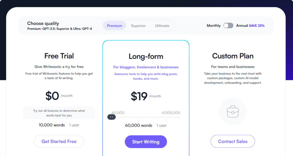 writesonic pricing