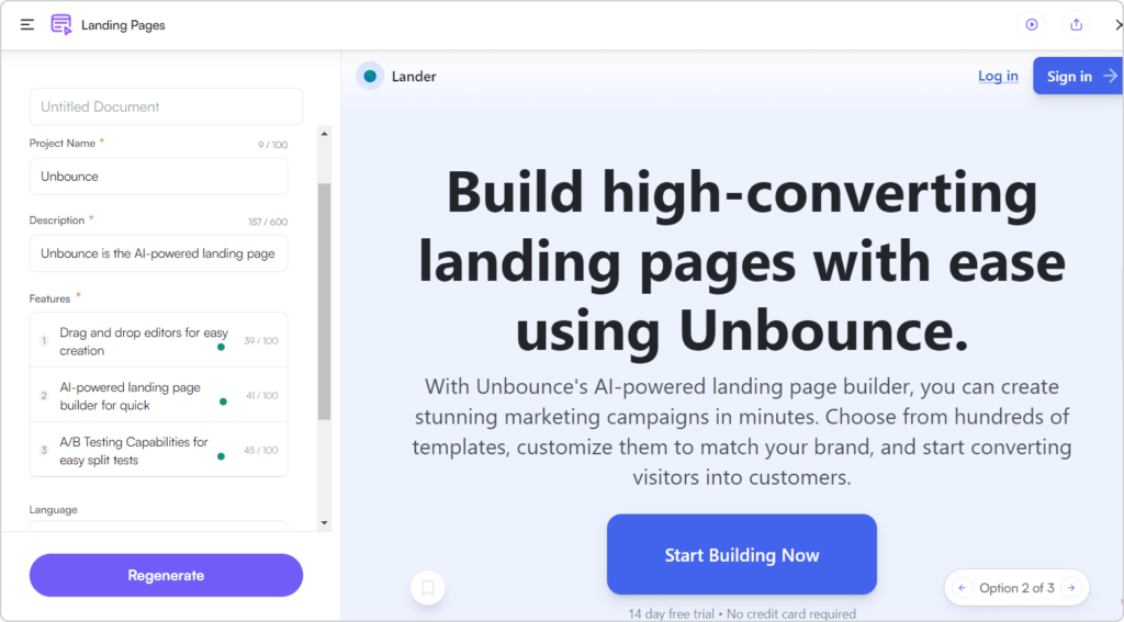 landing pages: template
