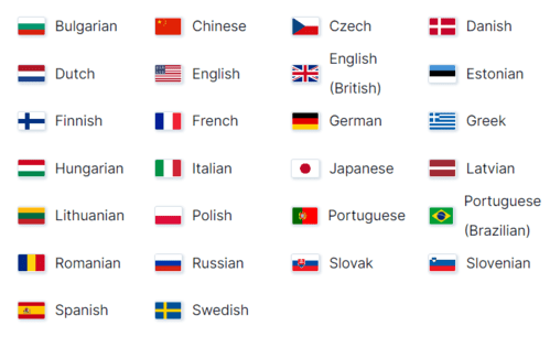 25 languages: supported