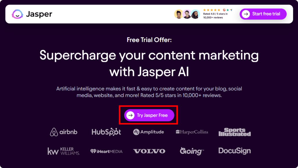 jasper ai free trial