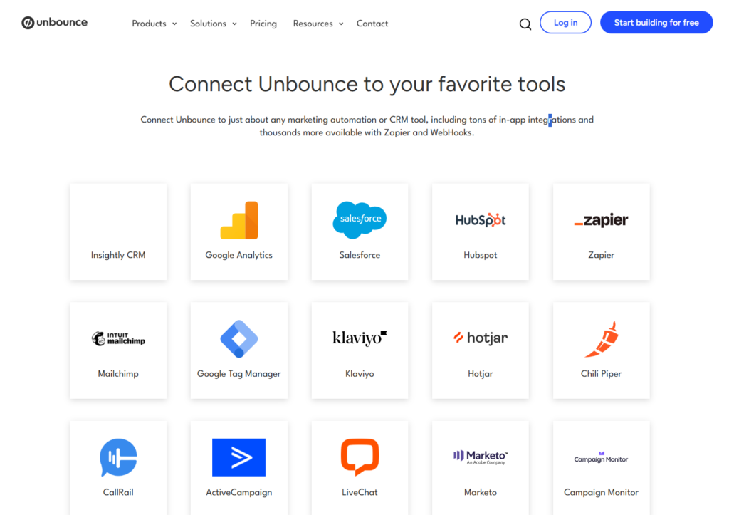 unbounce integrations