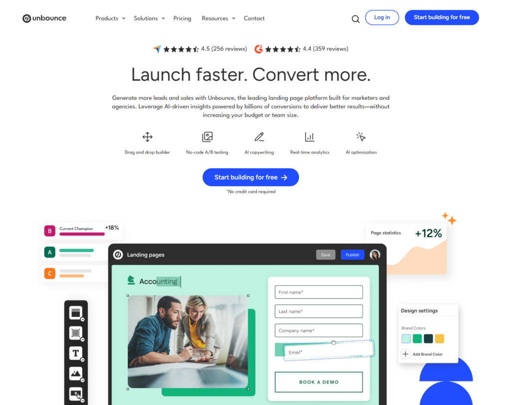 unbounce - landing page builder