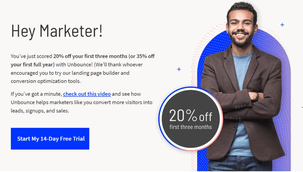 unbounce 14 days free trial offer