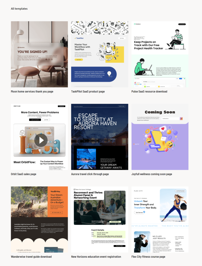 unbounce high converting landing page templates