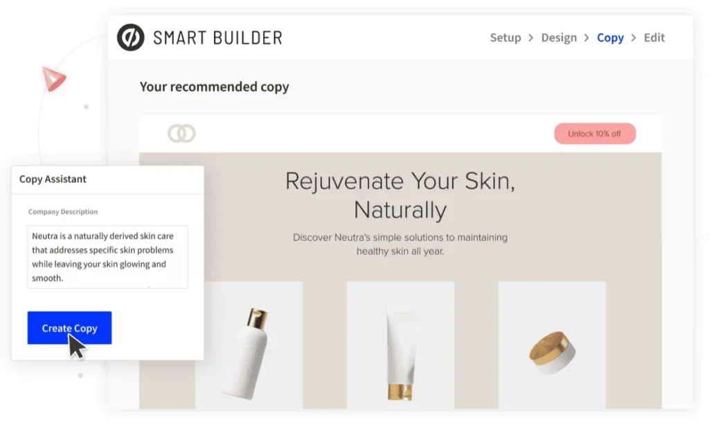 AI-powered Unbounce Smart Builder interface