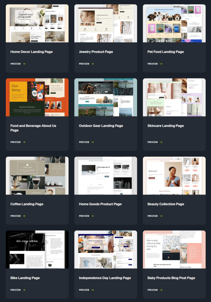 shogun landing page templates