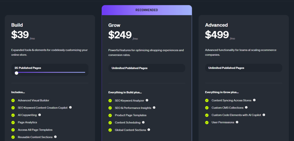 shogun pricing plan comparison