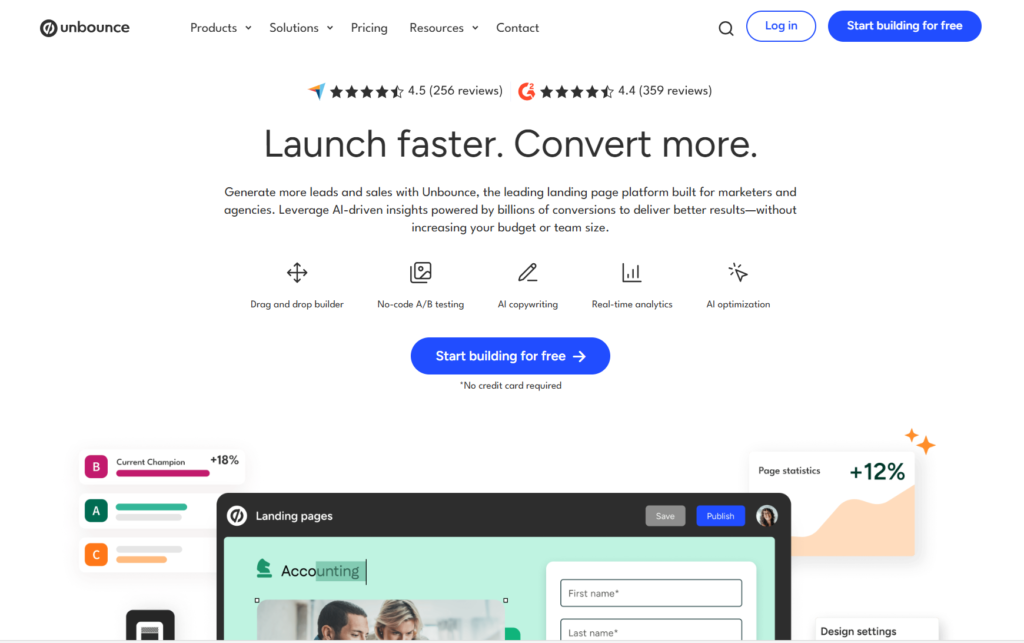 unbounce landing page builder