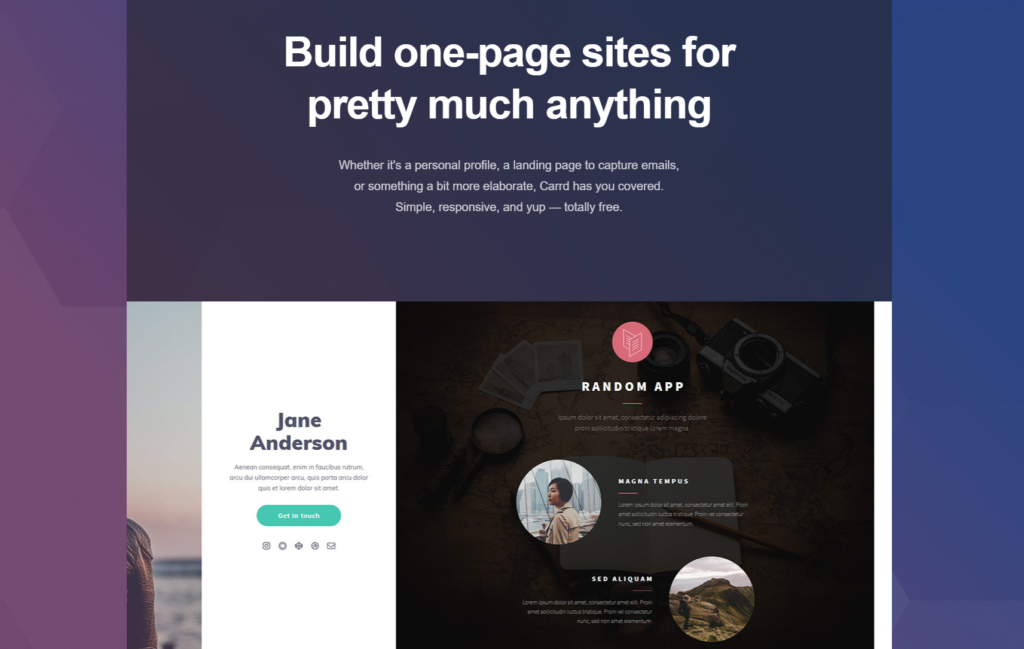 carrd landing page templates