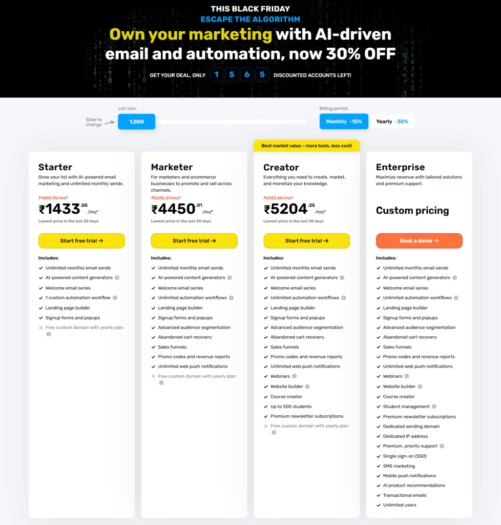 getresponse black friday pricing