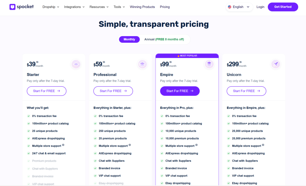 spocket coupon code: pricing and plans