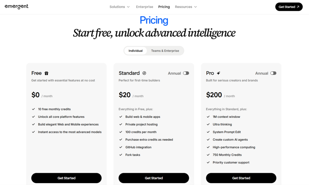 emergent pricing plans