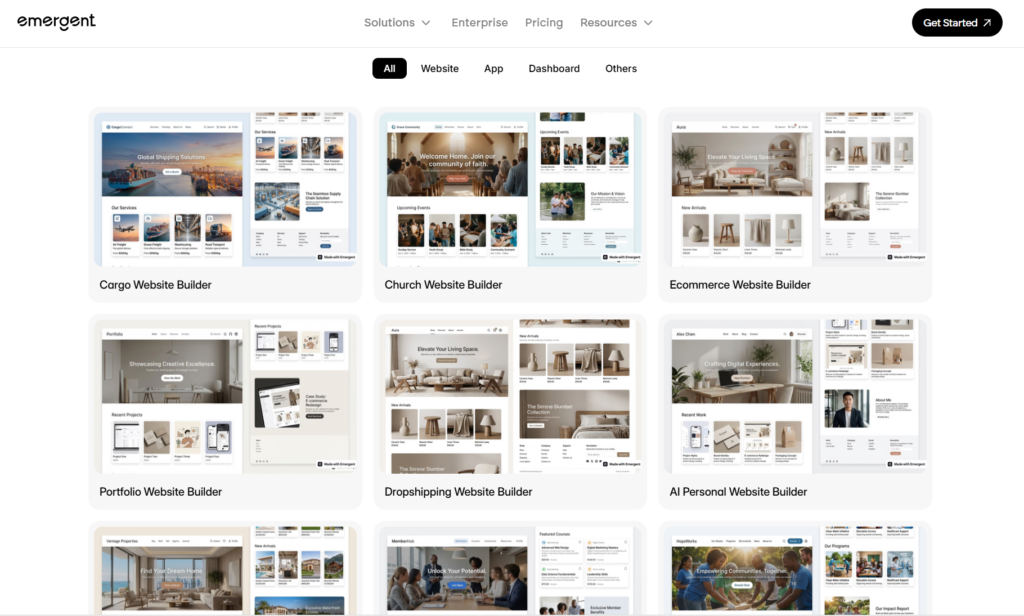 examples of websites and apps built using emergent ai
