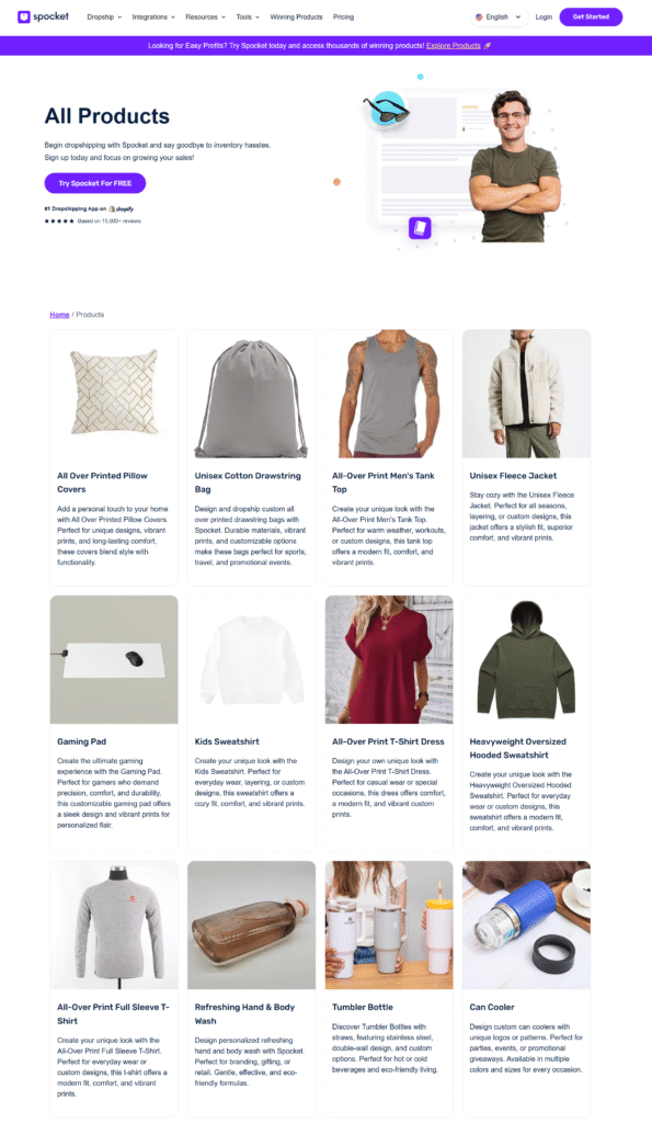 spocket dropshipping products comparison