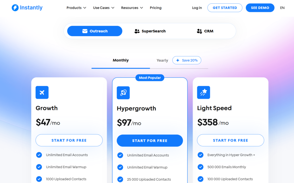 instantly ai pricing