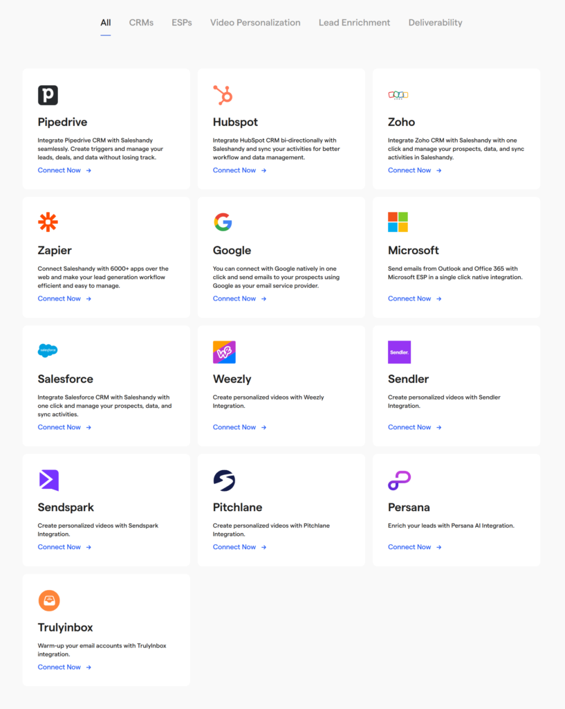 saleshandy integrations