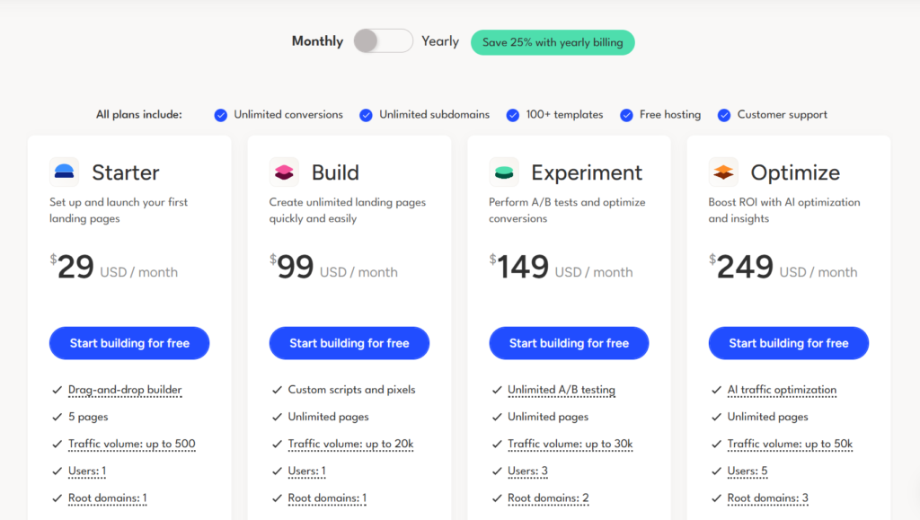 unbounce coupon discounted pricing plans
