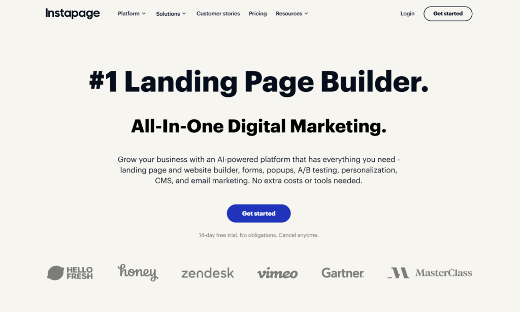 instapage landing page builder