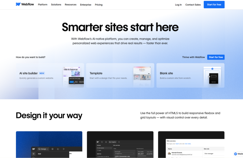 webflow site