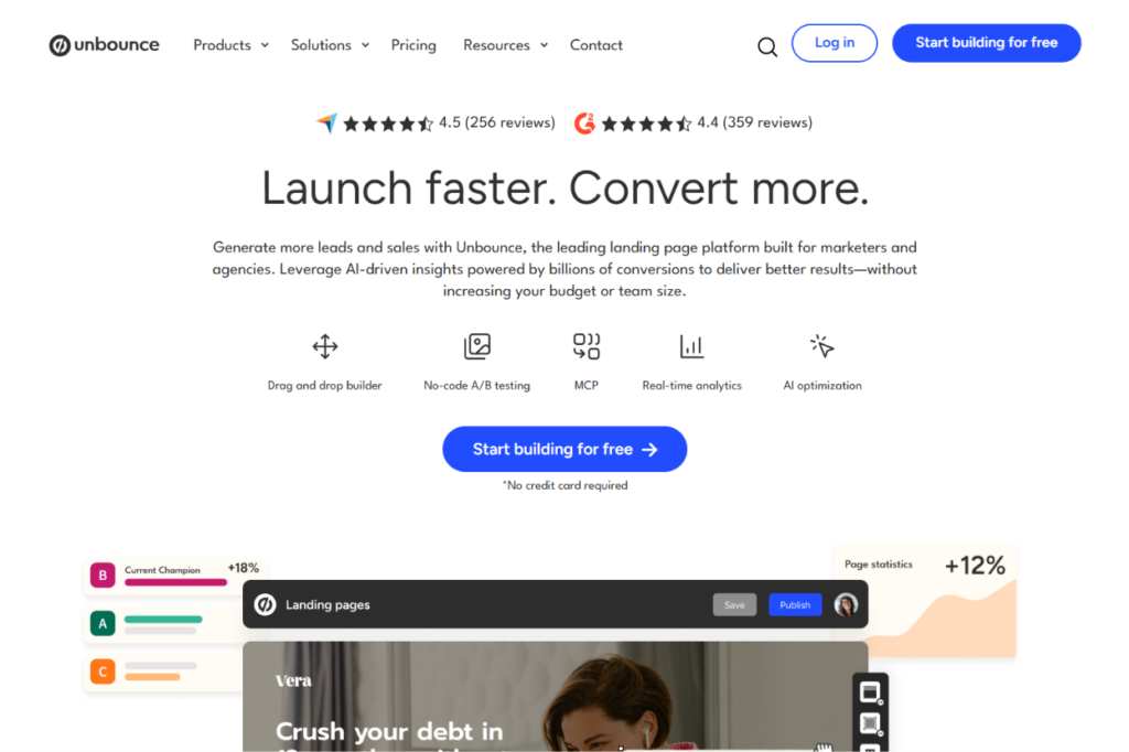 landing page builder: unbounce