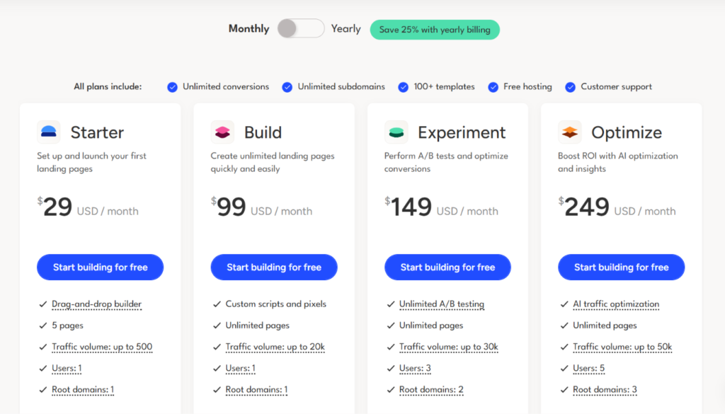 unbounce pricing plans updated